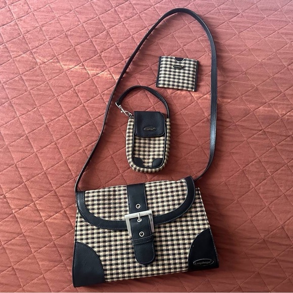 Longaberger Handbags - Longaberger Purse (Retired) with Matching Card Case and Pouch - Black/Tan